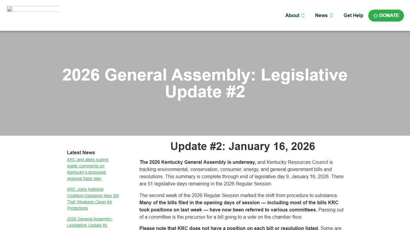 2026 General Assembly: Legislative Update #2 - Kentucky Resources Council — Environmental Defense for Kentucky